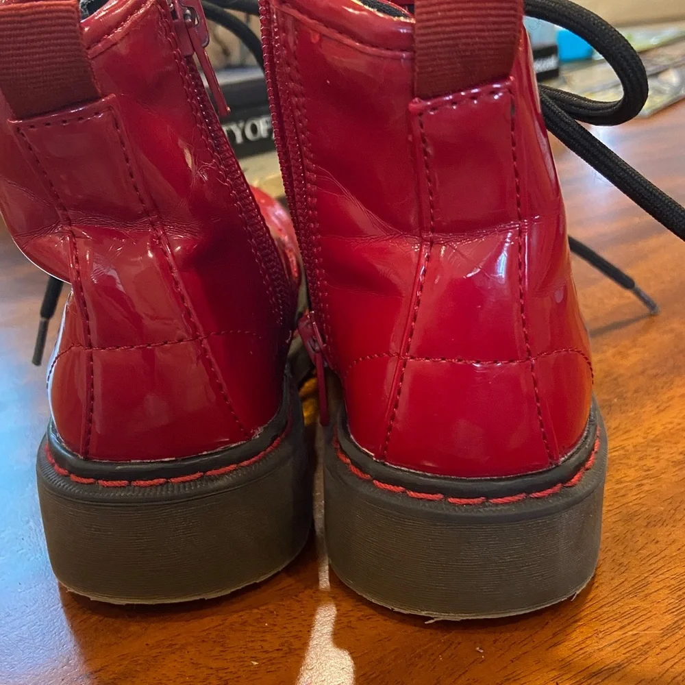 Zara Girl’s Red Patent Leather Combat boot style size 10 (EU 27)